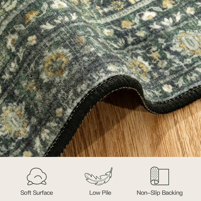 8x10 Area Rugs for Living Room Green Washable Non-Slip Large Carpet