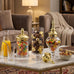 MyGift 3 Piece Clear Glass Apothecary Jars with Metallic Brass Tone Lids