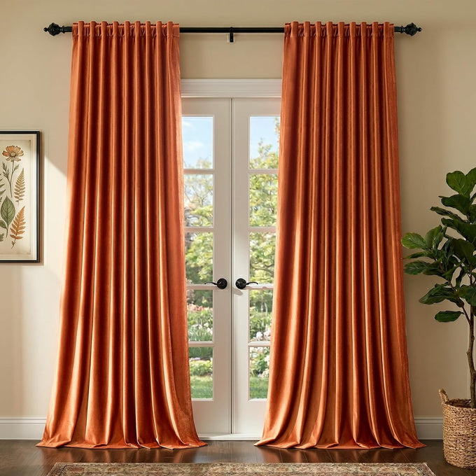 PRIMROSE Cream Ivory Curtains 108 inch for Living Room,2 Panels Drapes Blackout Rod Pocket Back Tab Window Treatment Room Darkening Thick Decorative Curtains for Bedroom