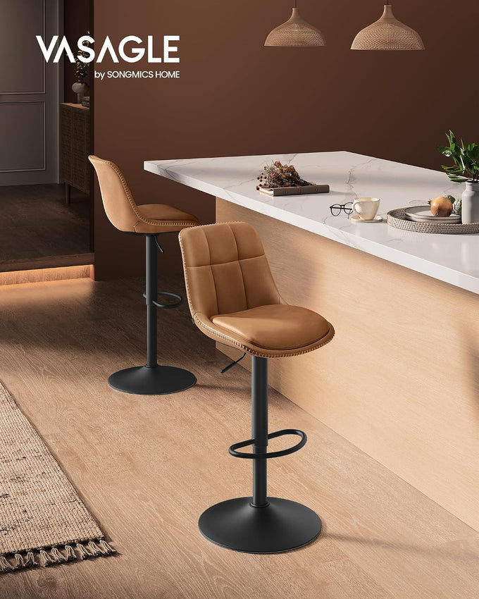 VASAGLE Bar Stools Set of 4, Swivel, Adjustable Height, Quilt