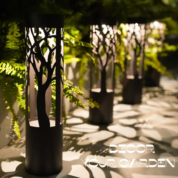 4Pack Solar Pathway Lights Outdoor, Landscape Lighting Dust to Dawn Solar Lights for Garden Decor, Metal Path Lights Solar Powered for Yard Lawn Patio Walkway Warm Yellow