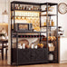IRONCK Bakers Rack with Cabinet and LED Light, Coffee Bar Cabinet, Brown