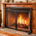 Fire Beauty Wrought Iron Fireplace Screen Magnetic Door Spark Guard Black