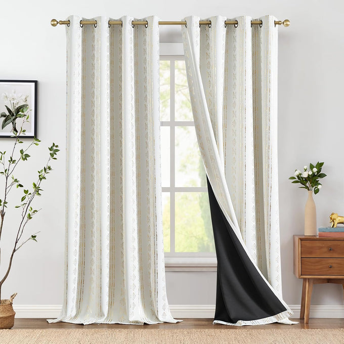 jinchan Boho Blackout Curtains 108 Inches Long for Bedroom Living Room
