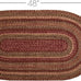 VHC Brands 69418 Cider Mill Jute Collection 27 x 48 Inch Country Braided Oval Entryway Area Rug with Non Slip Pad, Burgundy and Tan