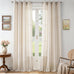 DriftAway Farmhouse Curtains for Living Room Vertical Striped Linen Curtains Semi Sheer Light Filtering Grommet Window Treatments, 120 Inches Long, 2 Panels, Jean Navy on Beige