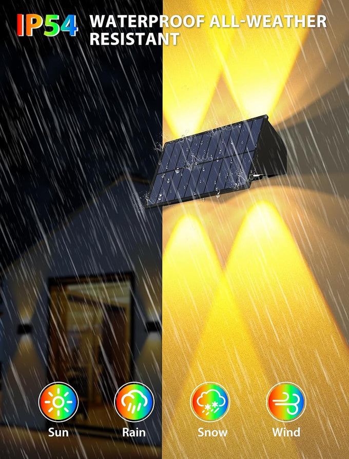 Solar Fence Lights Outdoor,5 Color Modes Up & Down Solar Wall Lights,12Pack