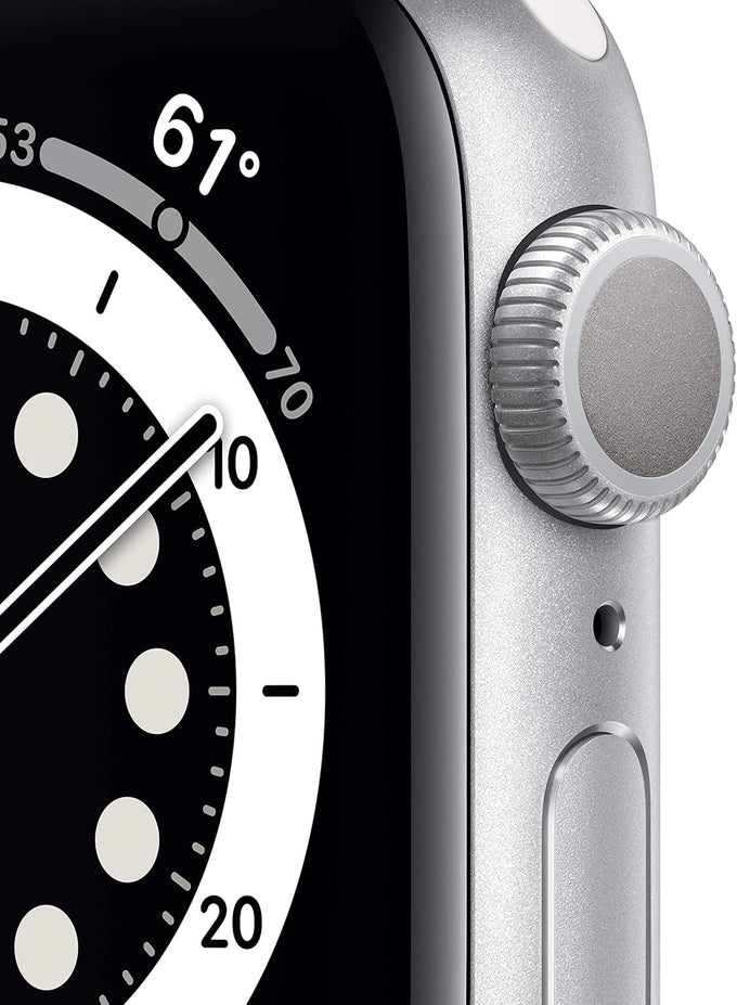 Apple Watch Series 6 (GPS, 40mm) - Silver Aluminum Case with White Sport Band (Renewed)