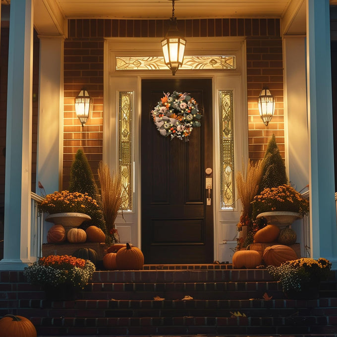 Valery Madelyn 20'' Fall Wreaths for Front Door with LED Lights