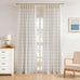 Cornflower Blue Plaid Pinch Pleated Semi Sheer Curtain, 40"Wx108"Lx2