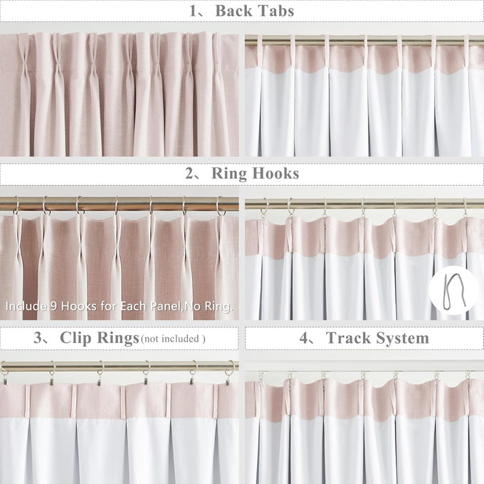 WEST LAKE Pink Bailey Pinch Pleated Full Blackout Window Curtain Panels 95 Inches Length,Modern Textured Drapes for Girls Room,Farmhouse Window Treatment for Bedroom,40" Wx95 Lx2