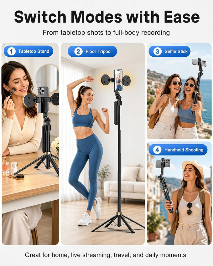 UBeesize 70" Auto Face Tracking Phone Tripod for iPhone & Camera with Light