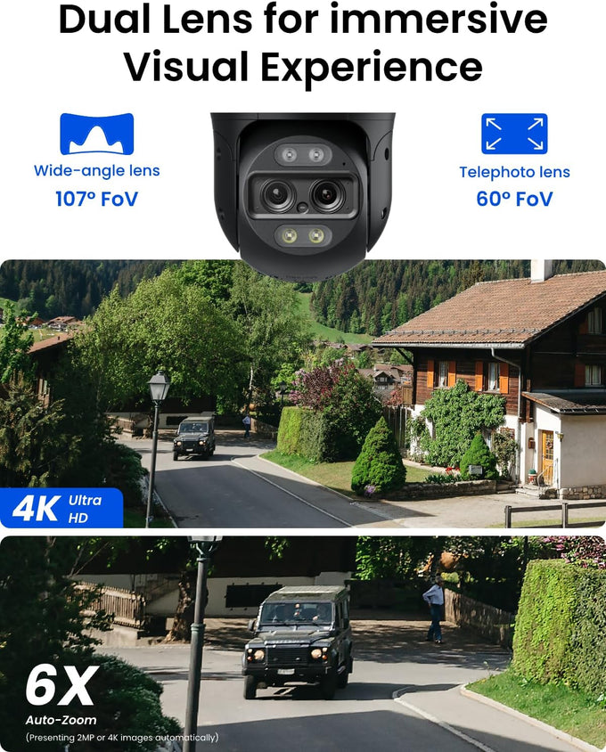REOLINK TrackMix PoE Grey Dual-Lens PTZ Security Camera 6X Hybrid Zoom