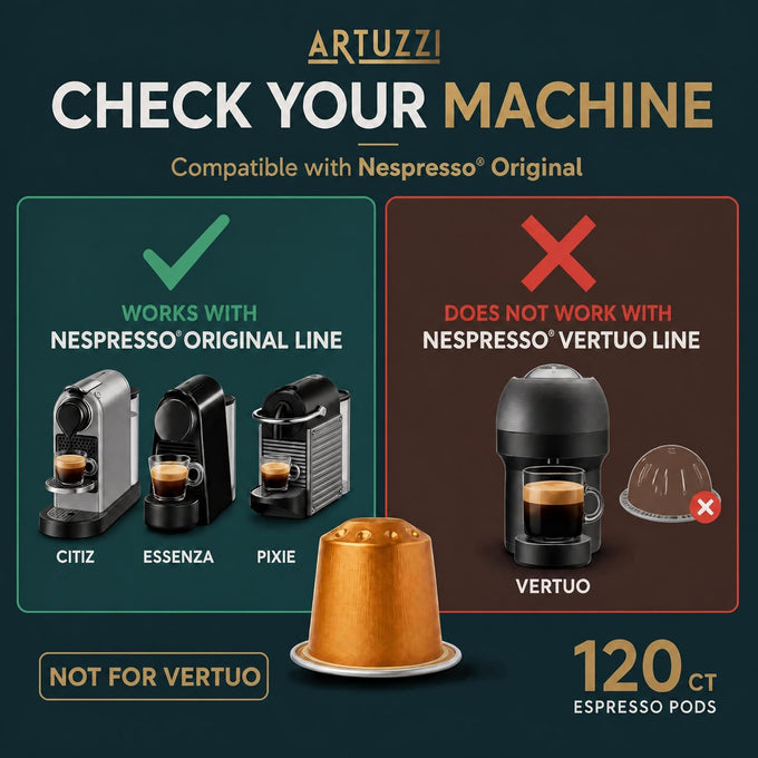 ARTUZZI 120ct Espresso Pods for Nespresso Original Machines I Variety Pack
