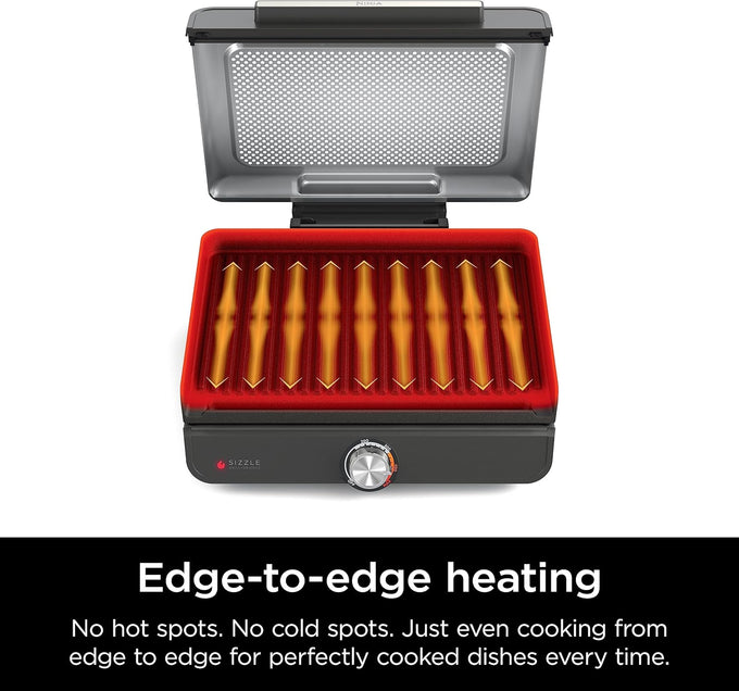 Ninja® Sizzle™ Indoor Grill & Griddle, 14'', 500°F, Grey/Silver, GR101