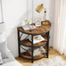 Tribesigns Half Round End Table for Living Room, 3-Tier Half Circle Side Table with Metal Frame, Industrial Half Moon Table, Half Coffee Accent Table Bedside Table for Bedroom, Brown