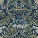 Acanthus Floral Vintage Prepasted Wallpaper (Charocal & Goldenrod)