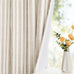 MYSKY HOME Taupe Striped Linen Curtains 100% Blackout 52Wx84L,2 Panels