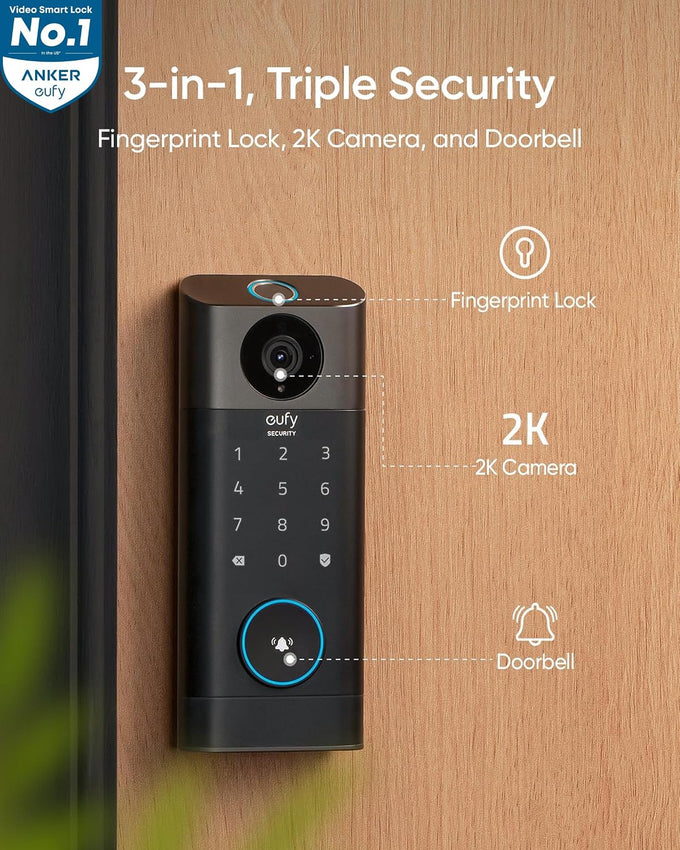 eufy Security Video Smart Lock S330, Keyless Entry Door Lock,Chime Included