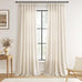 Guken Pinch Pleated Linen Curtains 98 Inches Long 2 Panels Set for Living Room Bedroom Natural Cream Farmhouse Modern Light Filtering Semi Sheer Pleat Drapes Back Tab Window Privacy Beige Ivory 40x98