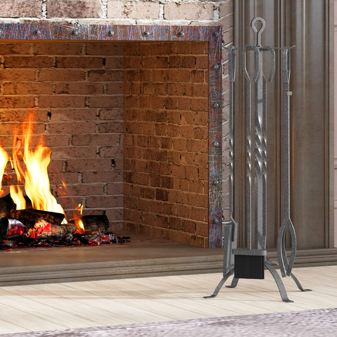 Fire Beauty 5 Pcs Wrought Iron Fireplace Tool Set Indoor Outdoor Fire Pit