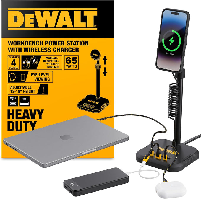 DEWALT Heavy Duty Magnetic Wireless Charging Stand w/USB Ports