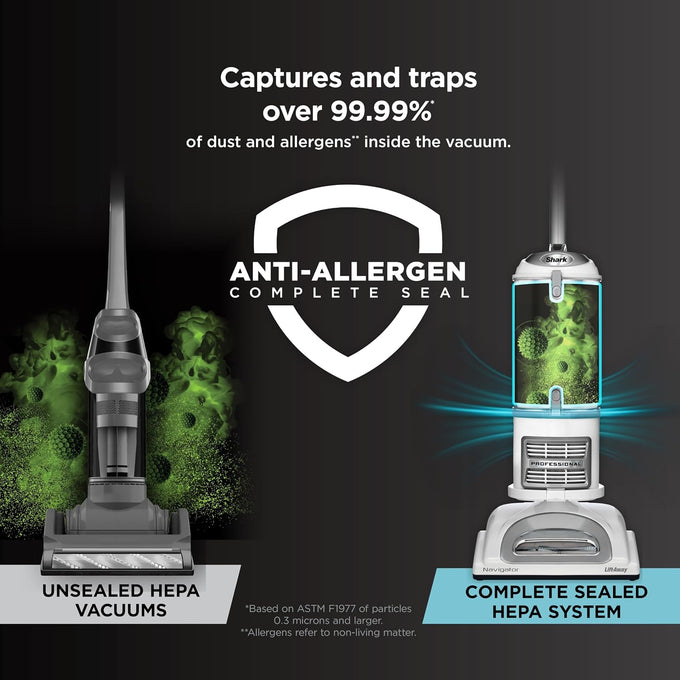 Shark Navigator Lift-Away Vacuum, HEPA, Pet Hair, White/Silver, NV356E