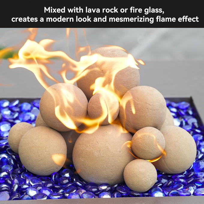 Skyflame 12PCS Fire Pit Ceramic Balls for Indoor Outdoor Fireplace