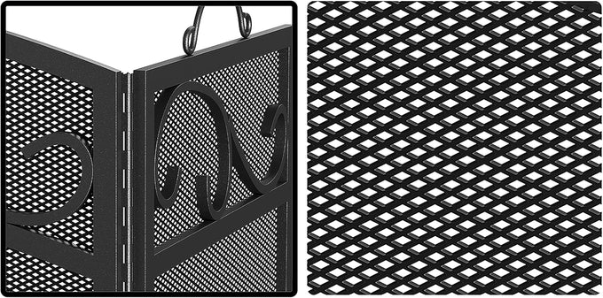 Fire Beauty 3 Panel Wrought Iron Fireplace Screen, Black Spark Guard