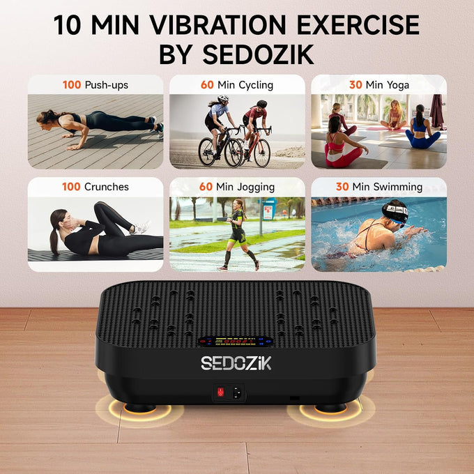 SEDOZIK Vibration Plate for Lymphatic Drainage with Bands Bluetooth, Black