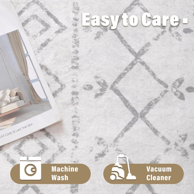 Carvapet Washable 6x9 Moroccan Boho Area Rug Gray Carpet