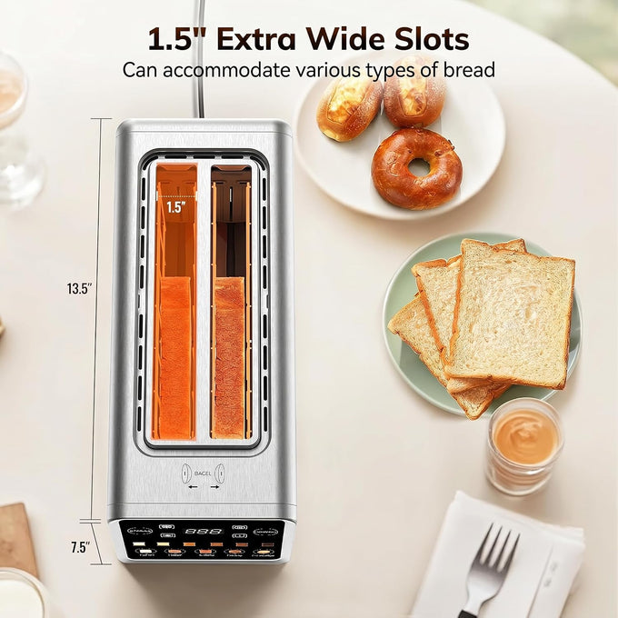 Keenstone 4 Slice Touch Screen Toasters with Wide Slot, Stainless Steel