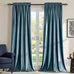 Stone Blue Velvet Curtains 120 inches for Living Room Luxury Room Darkening Grayish Blue Curtain Elegant Bedroom Thermal Insulated Modern Heavy Soft Soundproof Rod Pocket Window Drapes Set of 2 Panel