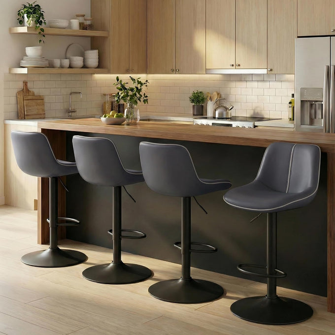 VASAGLE Bar Stools Set of 4, Swivel, Adjustable Height, Quilt