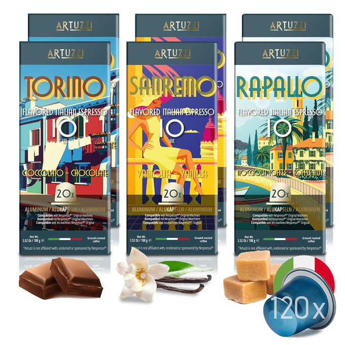 ARTUZZI 120ct Espresso Pods for Nespresso Original Machines I Variety Pack