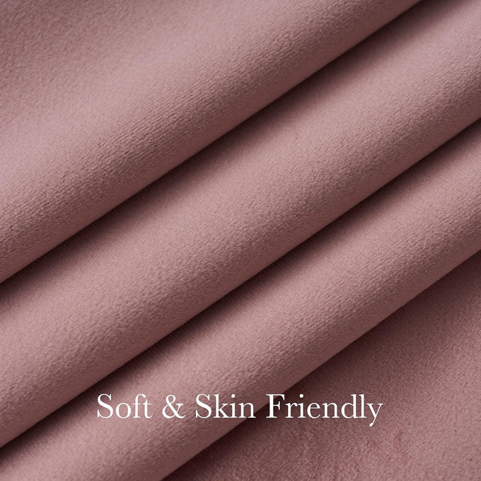 NICETOWN Girl 96 Inch Long Blush Pink Velvet Blackout Curtains Luxury Elegant Soft Pinch Pleated Drapes with Adjustable Hooks, Winter Thermal Window Treatments Classical Home Decor W40 x L96, 2 Panels