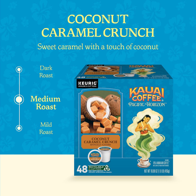 Kauai Coffee K-Cup Pods - Coconut Caramel Crunch, 48 K-Cup Pods