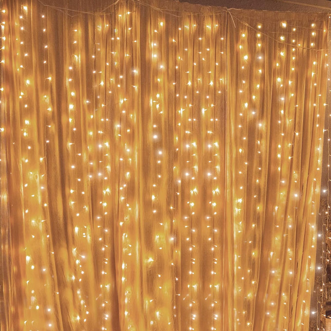 Twinkle Star 300 LED Window Curtain String Lights, Warm White, 2 Pack