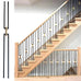 Round 5/8" *44" Hollow Metal Staircase Balusters Matt Black, 10 Pcs/Pack (5Pcs Plain with Single Brass Ball + 5Pcs Plain Double Brass Ball), Wrought Iron Balusters for Interior Stair Railing.