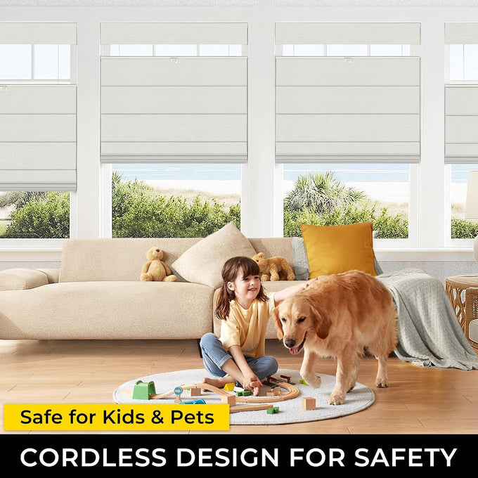 UNISHADES No Drill Top Down Bottom Up Roman Shades, 42×64in, Natural