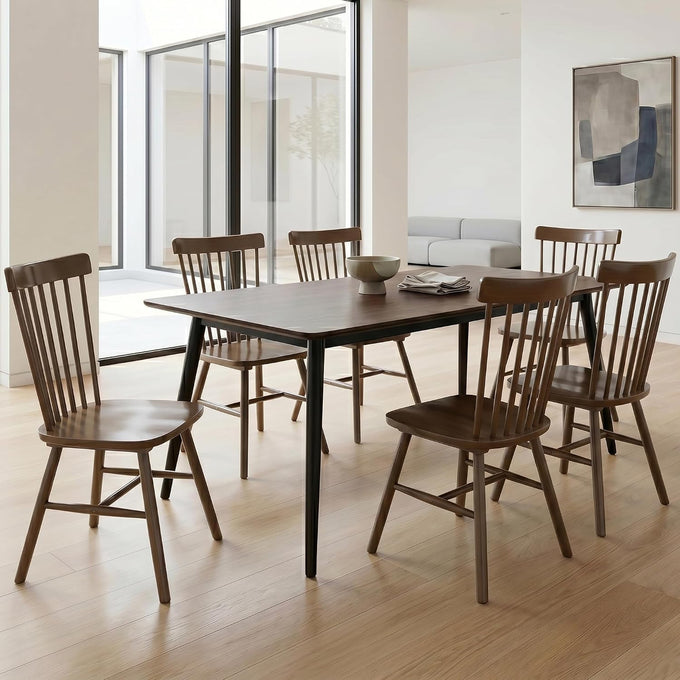 AreShark Windsor Dining Chairs Solid Wood Spindle Back, Set of 4, Black