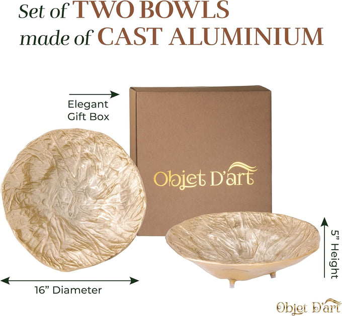 OBJET D'ART Emory Decorative Round Gold Bowl, Set of 2