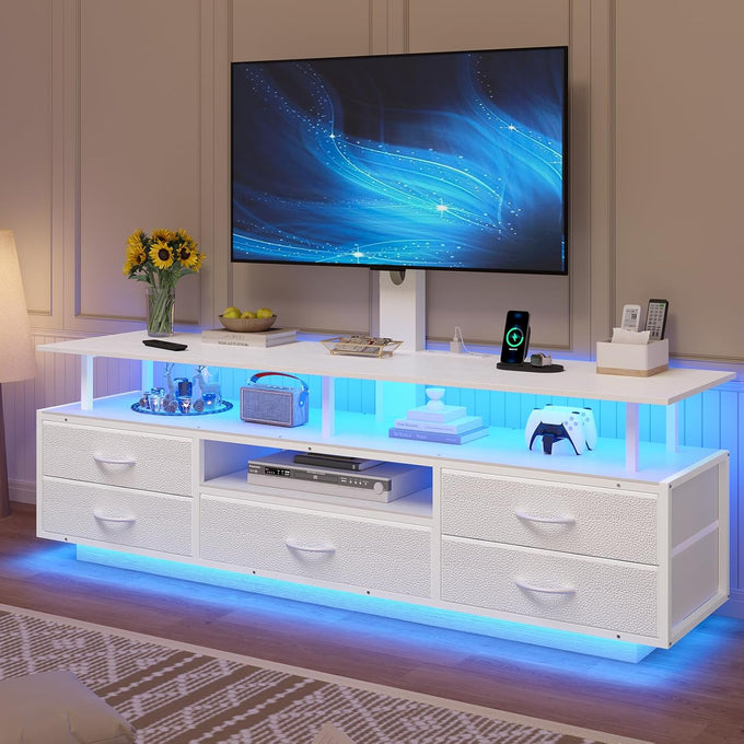 BTHFST LED TV Stand with Mount for Living Room, 55, 60, 70 TV, 6 Drawers