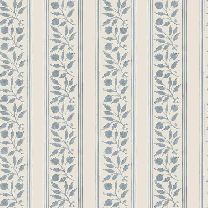 NuWallpaper x Morris & Co. Rosehip Stripe China Blue Peel and Stick Wallpaper, MCS6609