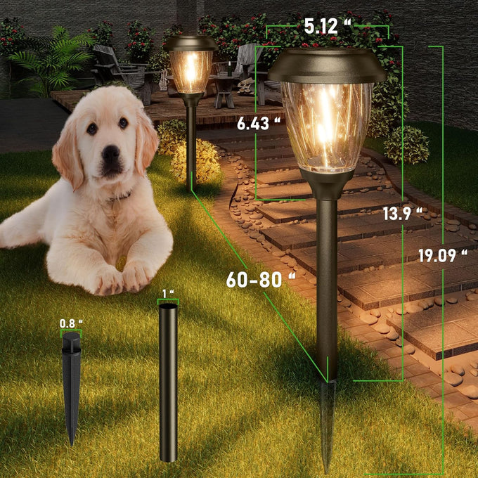 XMCOSY+ Solar Pathway Lights Outdoor 6 Pack, 2 Lighting Solar Garden Lights
