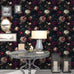 Fvlow Vintage Black Dark Red Floral Peel and Stick Wallpaper 17.4" x 788"
