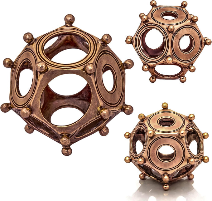 Lord of Battles Roman Bronze Metal Dodecahedron | Lost-Wax Cast Ancient Artifact Replica | Mysterious Relic for Collectors & History Lovers - 82 Grams (Solid Bronze (Antique))