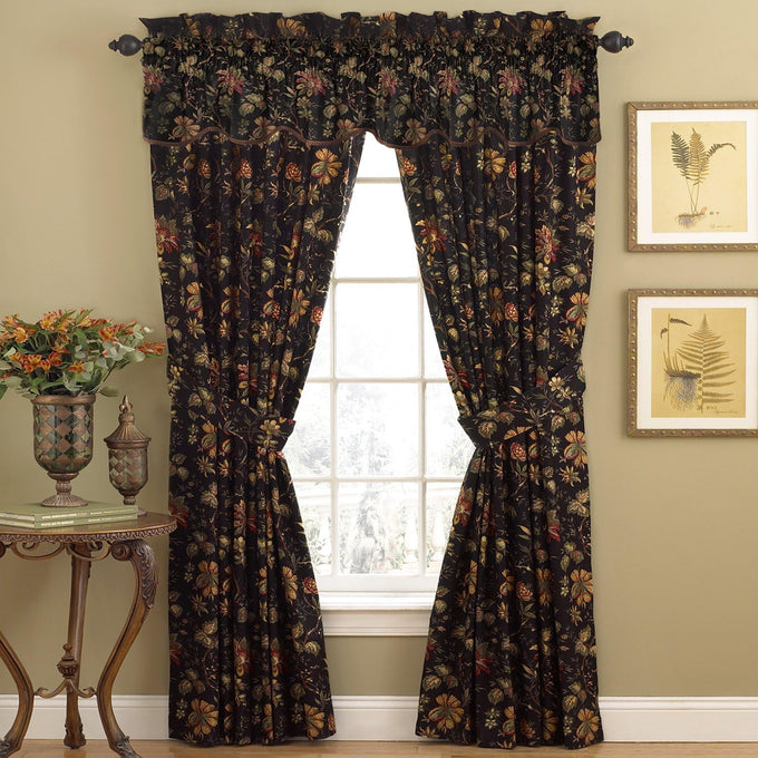 Waverly Felicite Noir Window Panel - 100% Cotton Sateen - 50" X 84"