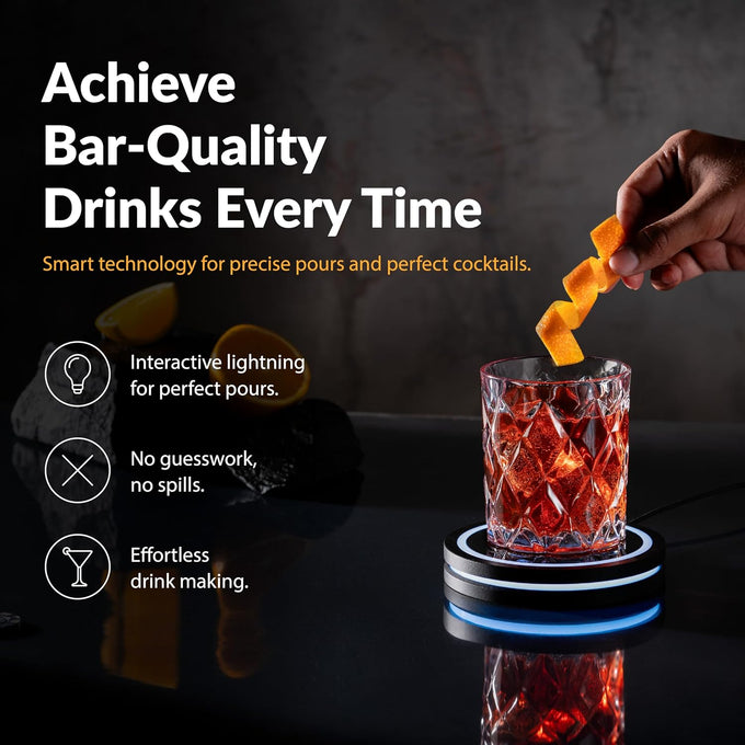 Barsys Smart Coaster 2.0 (Black) – Portable Cocktail Maker & Drink Mixer