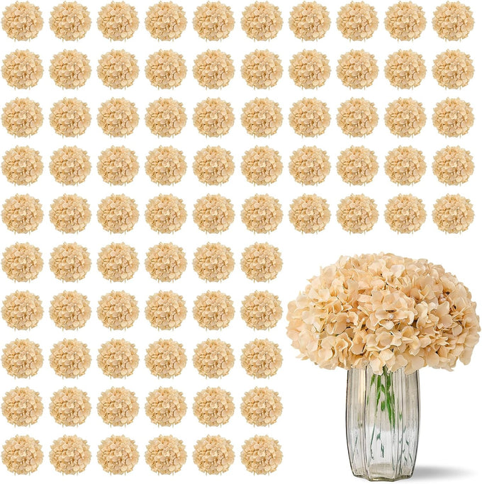 80 PCS White Hydrangea Artificial Flowers, Ivory Silk Full Flowers Heads with Stems for Wedding Centerpieces, Home, Garden, Baby Shower, Party Decoration